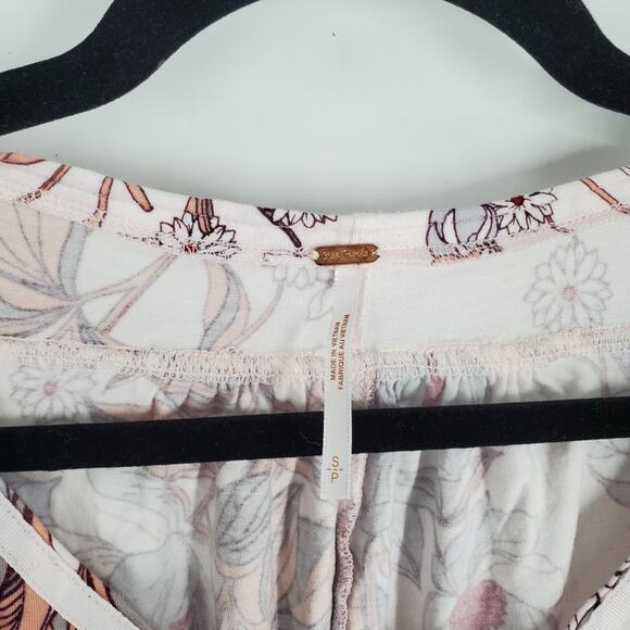 Free People White Floral Button Down Tie Sleeve Keepin On Blouse S - Picture 5 of 9